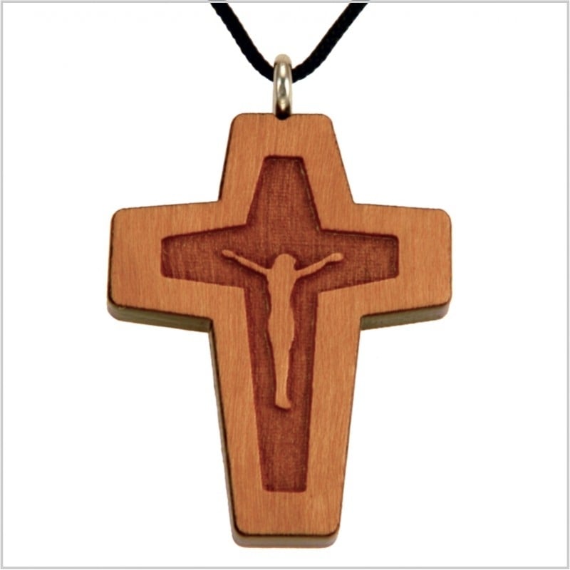 Corded Wood Crosses & Pendants